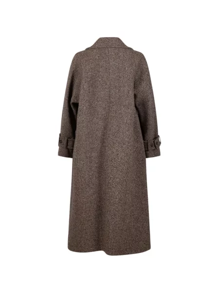 Cu centură palton Weekend Max Mara cu două rânduri de nasturi maro
