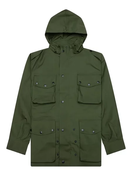 Palton Needles cu glugă din țesătură twill verde