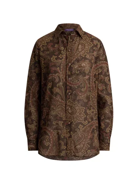 Cămașă Ralph Lauren Collection cu imagine cu model paisley maro