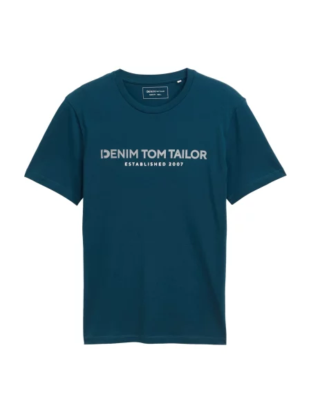 TOM TAILOR DENIM Tricou verde petrol alb