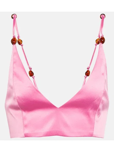 Cropp top Ganni din satin roz