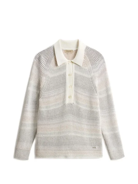 Kołnierzykowy polo Woolrich prążkowane białe