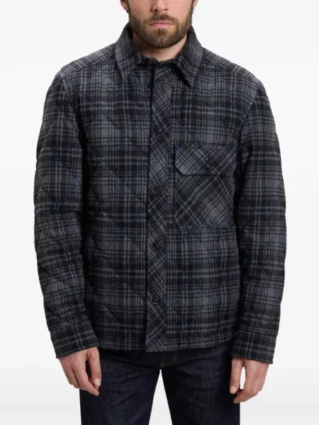 Карирано ватиран яке тип риза Woolrich сиво