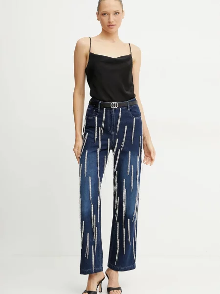 Patrizia Pepe jeansy high waist niebieskie