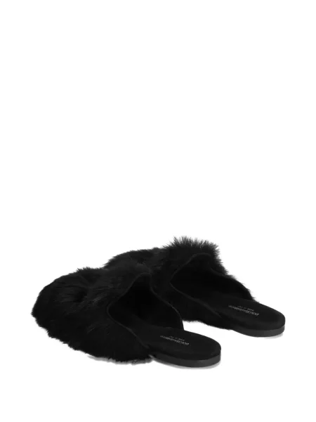 Blană papuci tip mules Dolce & Gabbana negru