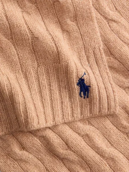 Μάλλινος καρό κασκόλ Polo Ralph Lauren με αυτόγραφο μπλε
