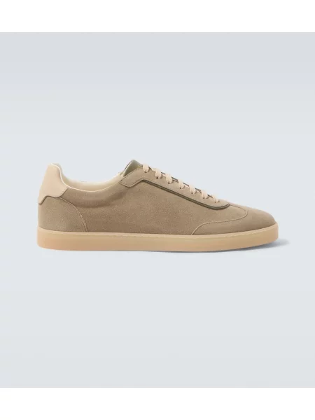 Sneakerși Brunello Cucinelli din piele de căprioară bej