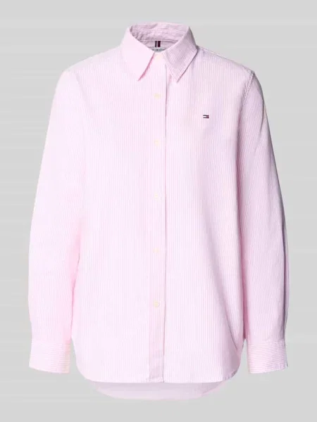 Koszula o luźnym kroju z czystej bawełny Tommy Hilfiger różowa