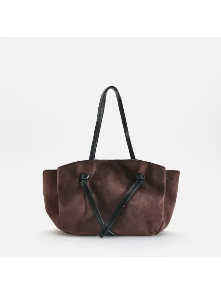 Reserved Művelúr shopper táska sötétbarna
