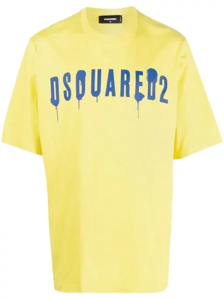 Tricou Dsquared2 cu imagine cu decolteu rotund galben