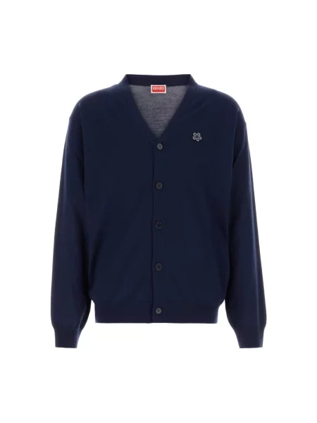Kardigan Kenzo wełniany w kwiatki niebieski