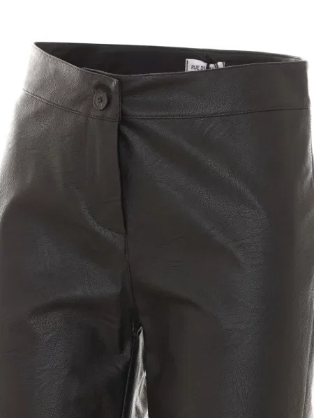 Pantaloni Rue Du Bac din piele evazate negru
