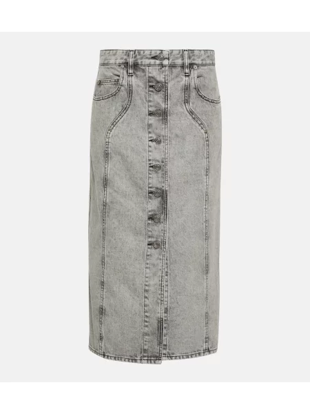 Fustă din denim Marant Etoile până la genunchi gri