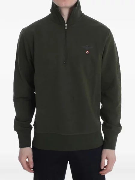 Hanorac cu fermoar Aeronautica Militare cu broderie verde