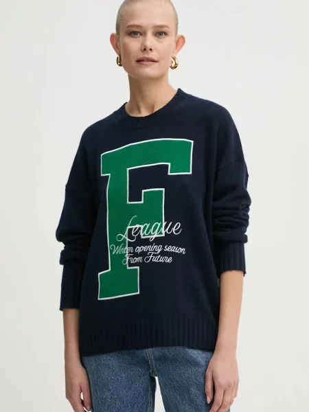 FROM FUTURE pulover de casmir marin light albastru