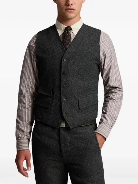 Vestă Ralph Lauren Rrl cu model herringbone gri