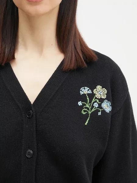 Шерстяной кардиган Kenzo в цветочек черный