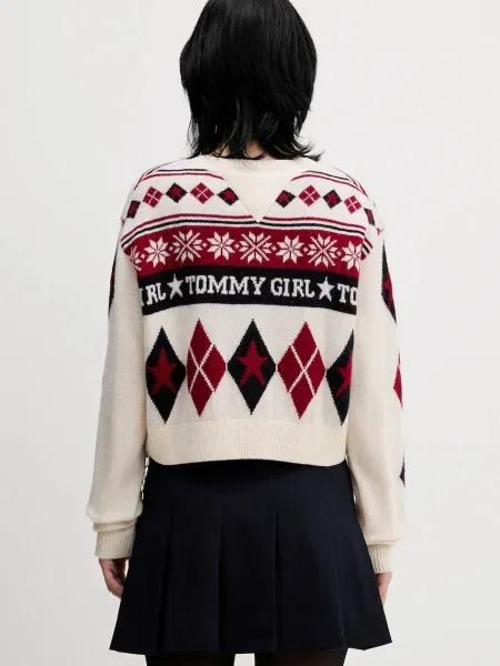 Tommy Jeans pulover de lână bej negru