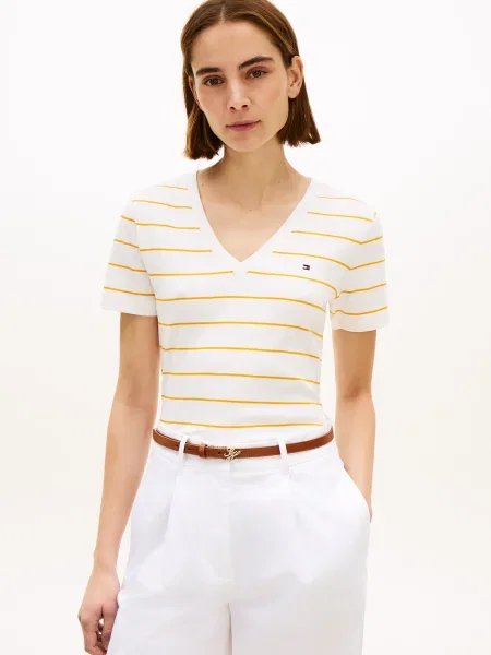 TOMMY HILFIGER Tričko CODY mandarínková / biela oranžová