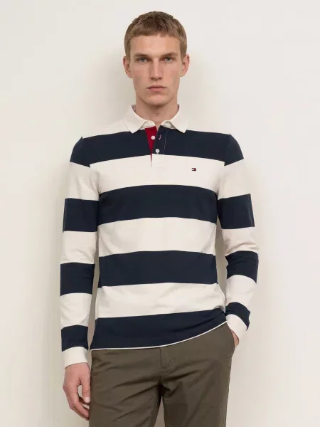 Tommy Hilfiger Rugbyové Tričko tmavě modrá bílá