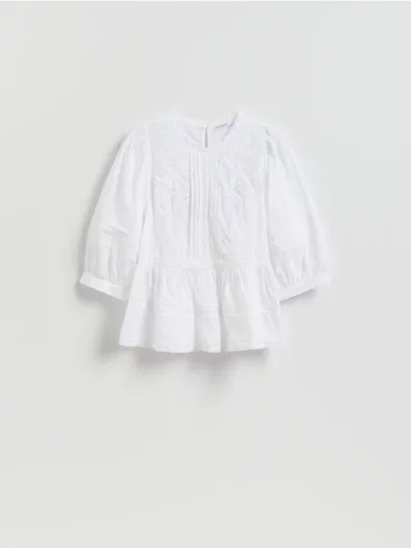 Reserved Блузка з вишитим візерунком білий