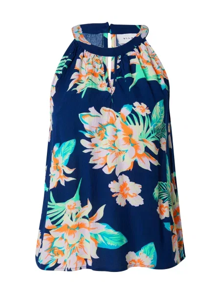 VILA Bluză MESA bleumarin / aqua / portocaliu / roz pastel albastru