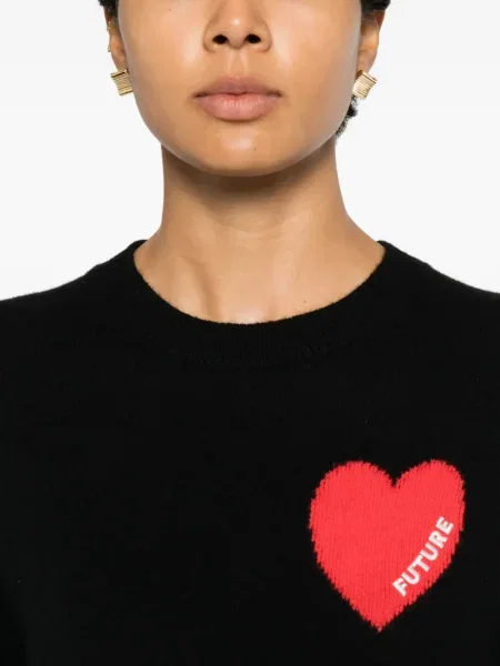 Pulover From Future cu motiv cu inimi negru