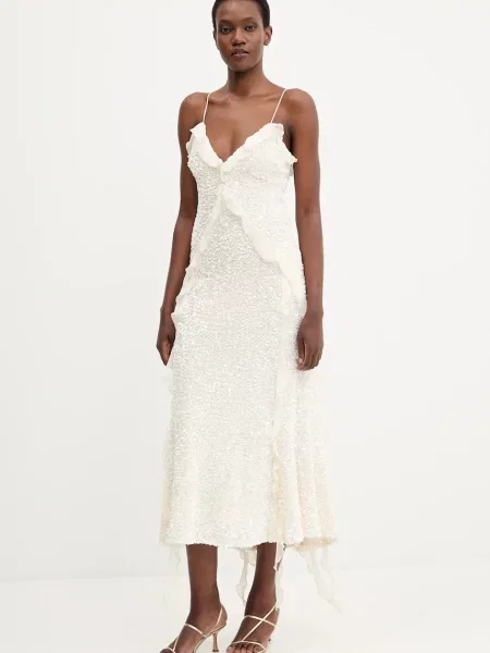 Bardot Rochie cocktail Marsella Ruffle Écru bej