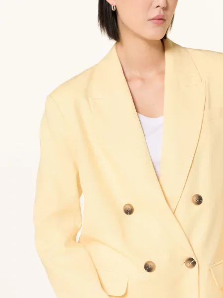 Selected Femme Oversized Sako S Lnem tmavě žlutá
