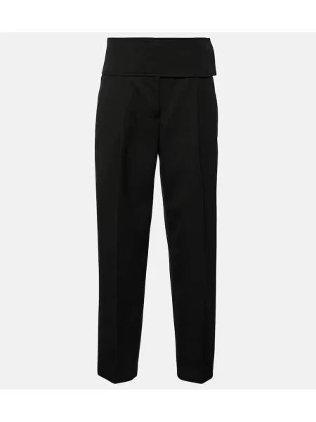 Pantaloni Jil Sander cu talie înaltă de lână negru