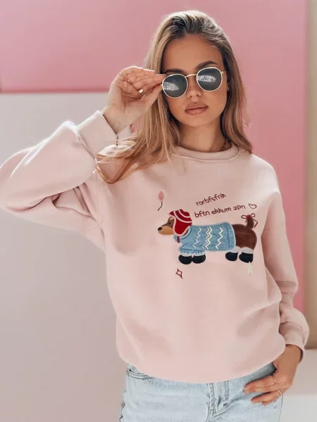 Bluza oversize z haftem DOGSWEETY Dstreet różowa