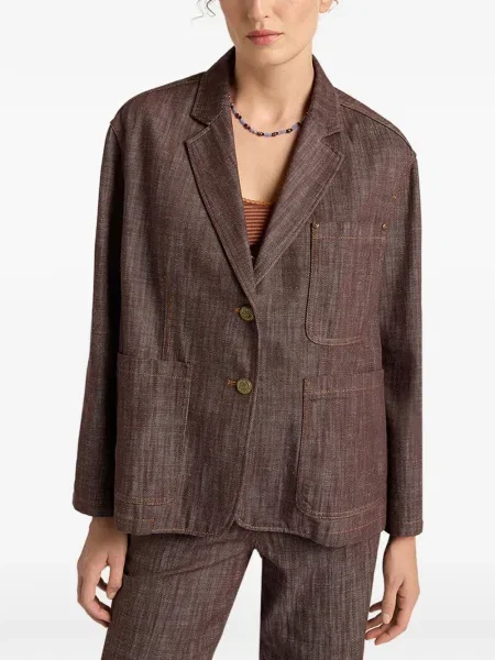 Kurtka jeansowa Momoni jednorzędowa brązowa