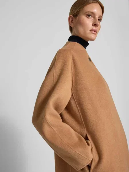 Płaszcz wełniany ze stójką i detalem w postaci guzików Style Icon Collection