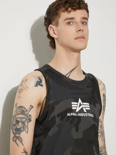 Polo majica Alpha Industries s camo uzorkom siva