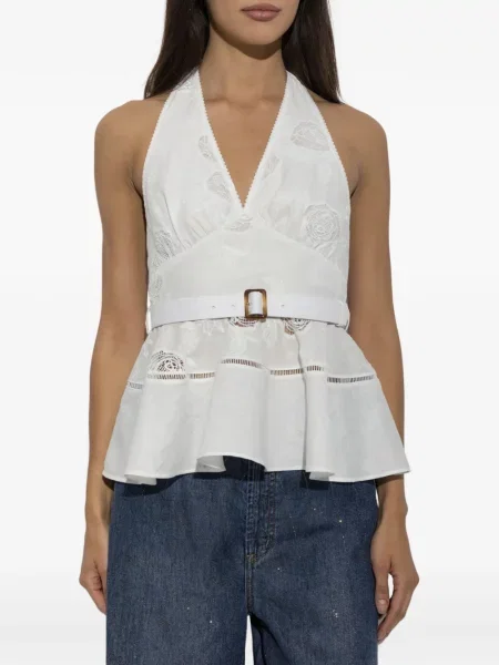 Cu centură top Self-portrait cu model floral alb
