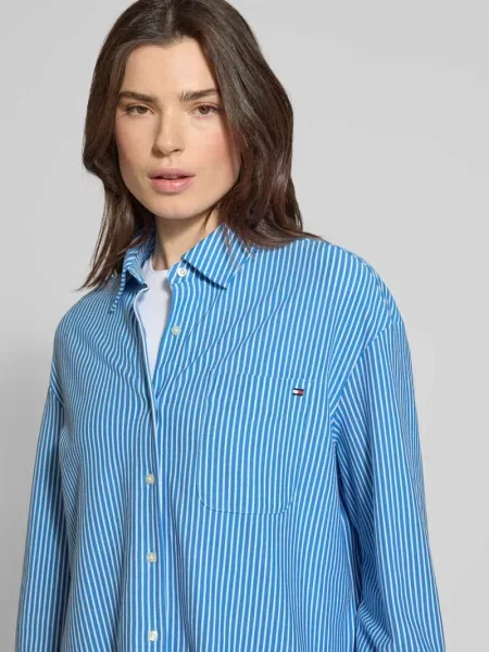 Koszulowa bluzka z długim rękawem o kroju oversize z mieszanki bawełny Tommy Hilfiger
