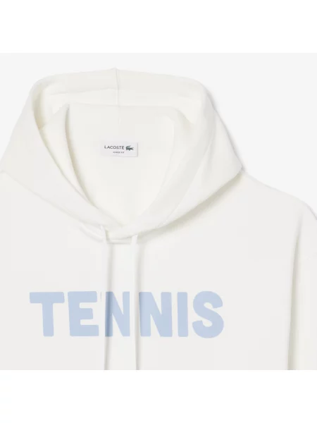 Lacoste Bluza Z Kapturem Z Nadrukiem Tenisowym biały
