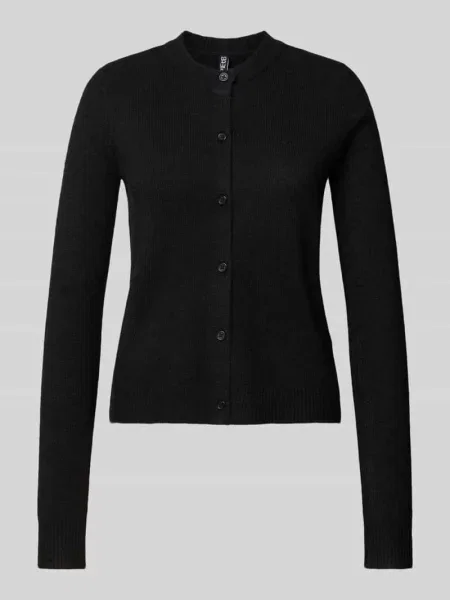 Kurtka z dzianiny o kroju regular fit z dodatkiem wełny model ‘MALOU’ Pieces czarna