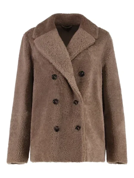 Płaszcz S Max Mara dwurzędowy brązowy