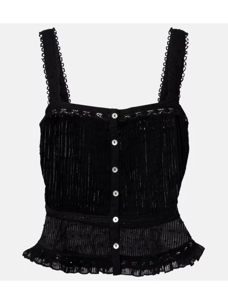 Top Poupette St Barth din dantelă negru