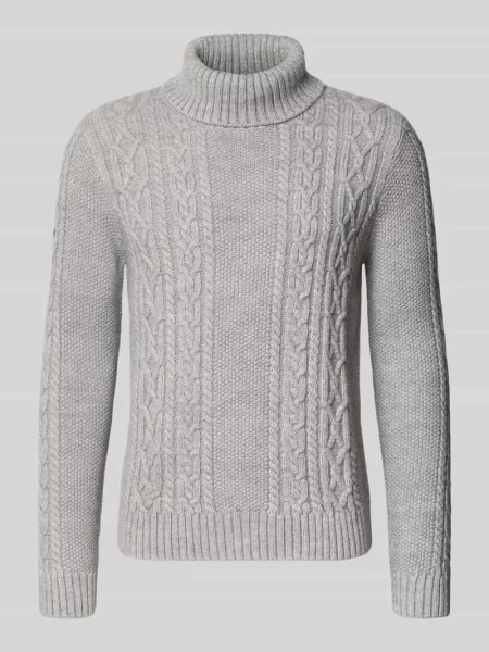 Sweter z golfem ze ściegiem warkoczowym Superdry