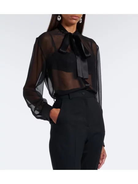 Svilena bluza Dolce&gabbana vezi črna