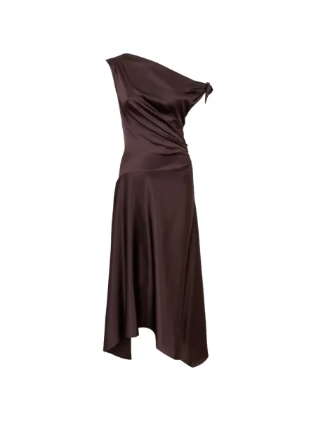 Rochie Staud asimetrică drapată maro
