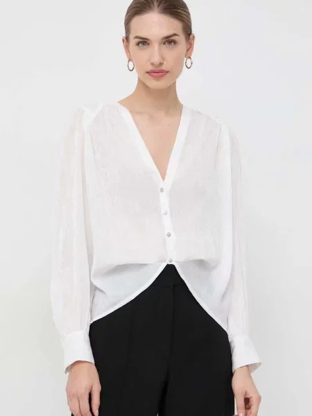Риза Morgan дамска със свободна кройка с класическа яка бяло