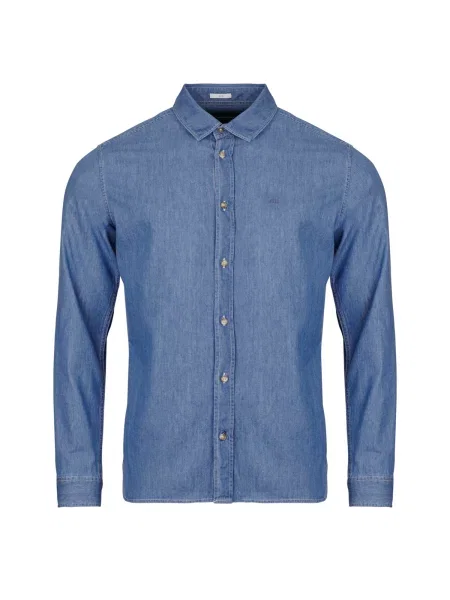 Klasična denim srajca Pepe Jeans z dolgimi rokavi modra