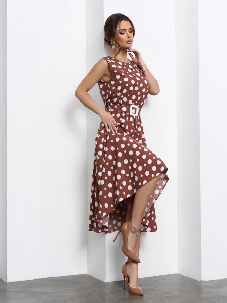 Сукня міді ISSA Plus комбінований верх коричневий