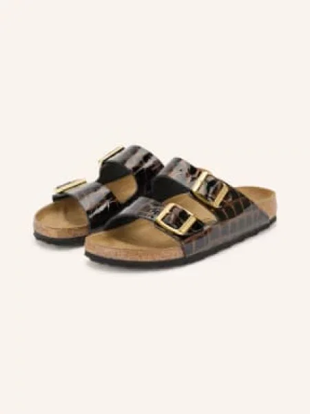 Birkenstock Lakované Pantofle Arizona Bs tmavě / zlatá hnědá