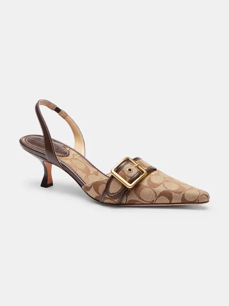 Pantofi cu toc Coach slingback maro