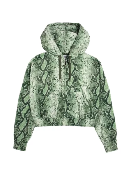 Decupat hanorac cu glugă Juicy Couture cu imagine cu model piele de șarpe verde