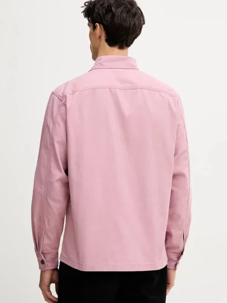 Джинсова сорочка United Colors of Benetton regular класичний комір рожевий
